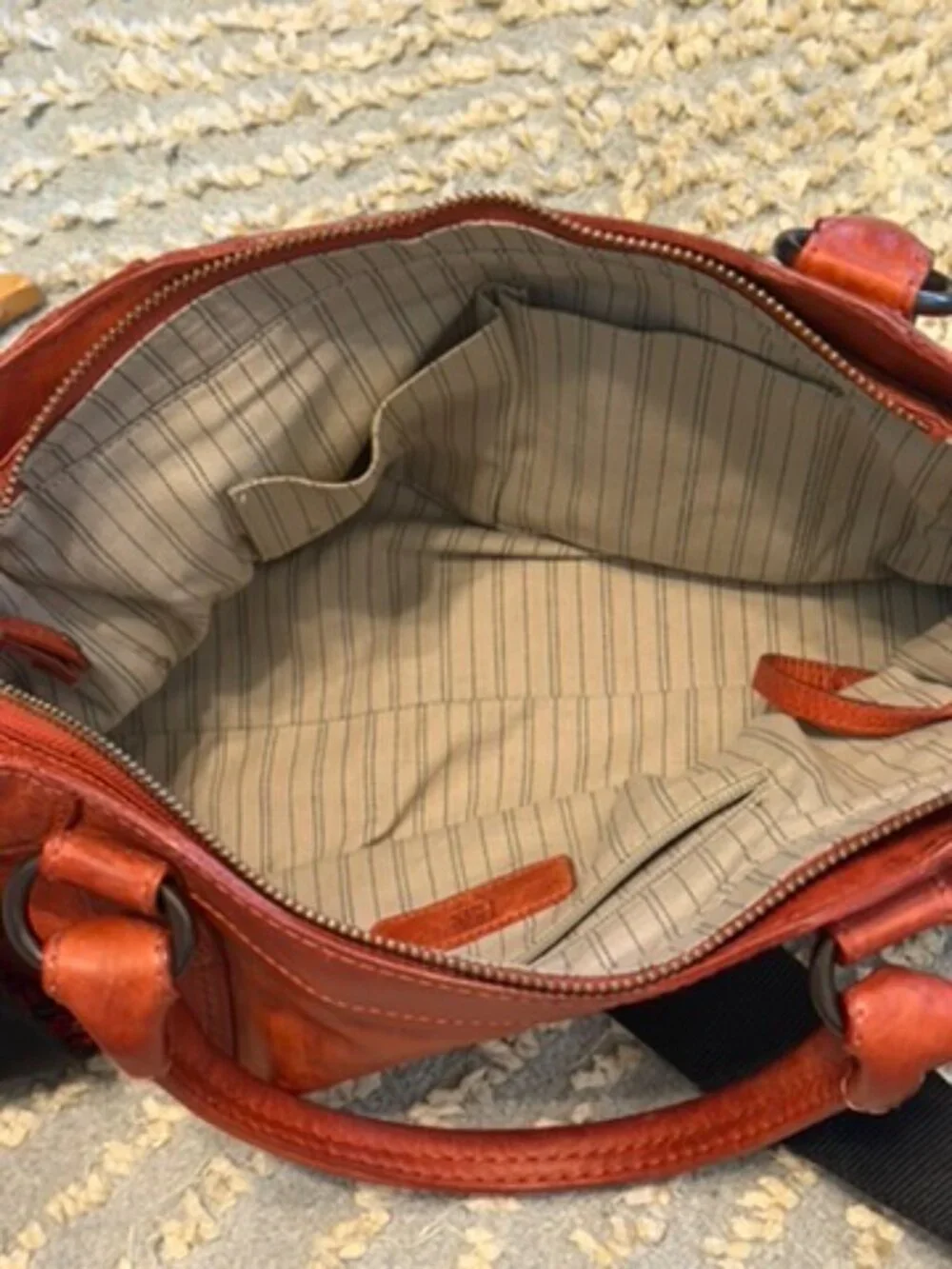 Frye Melissa Washed Leather Satchel Burnt Orange Boho Embroidered Strap EUC